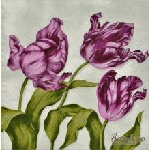 Serwetka do decoupage tulipany fioletowe 33x33 PAW